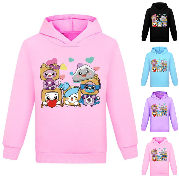 New Kids LANKYBOX Hoodie Pojkar Hooded Pullover Sweatshirt Top pink 130cm