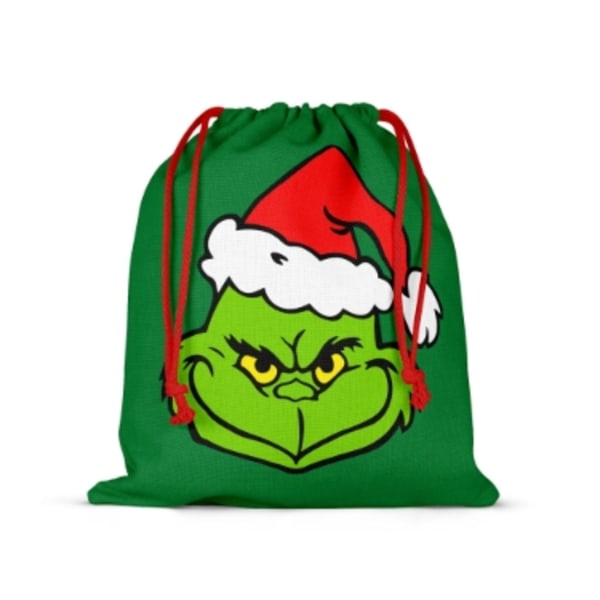 Stora julgrön Grinch säck dragsko presentpåsar D