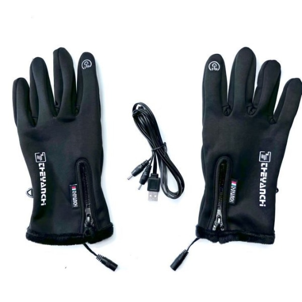 USB elektriska uppvärmda handskar Vinter Halkfri pekskärm Cykling black constant temperature