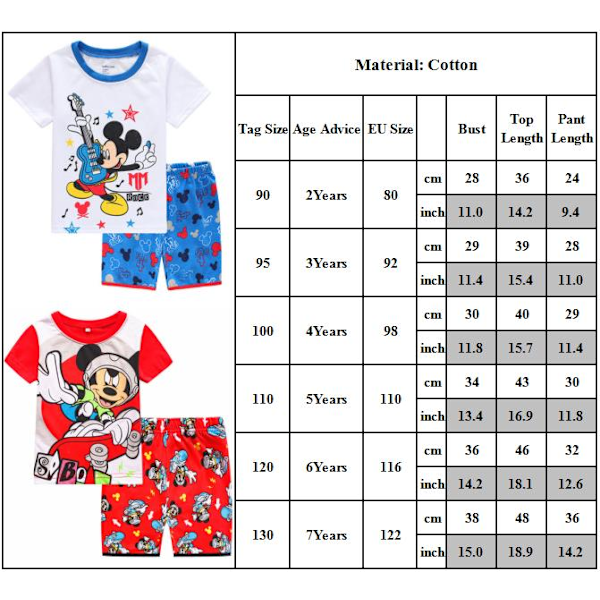 Mickey Pojkar Pyjamas Barn Pojkar Flickor 2st Set Kortärmad Tryck Toppar+ Shorts Tryckta Kläder Pyjamas & Vardagskläder Barnpresent #2 95cm