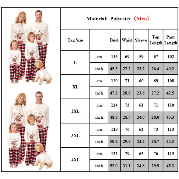 Jul Långärmad T-shirt & Byxor Inomhusfest Familj Pyjamas dad 2XL