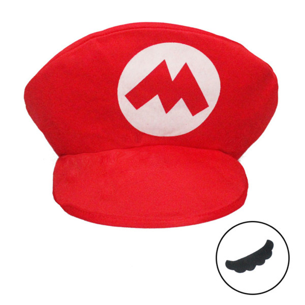 Super Mario Bros Luigi Hatt & Mustasch Maskeraddräkt Fest red