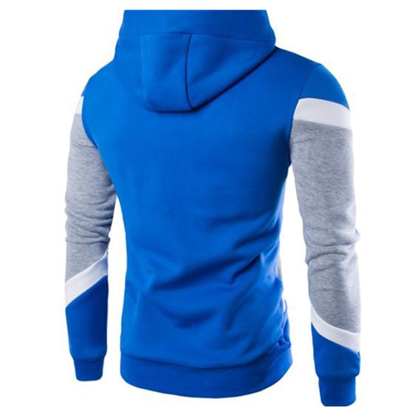 Färgblock för män med huvtröjor Höst Vinter Långärmad blue 3XL