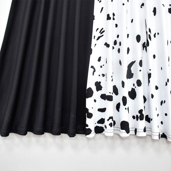 Flickor Evil Madame Princess Cruella Kostym Klänning+Peruk Cosplay White 110cm