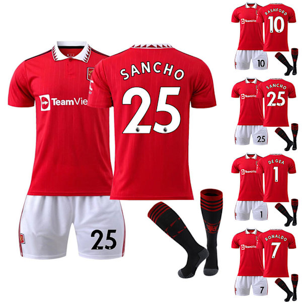 Barnfotbollströja Barnfotbollssats RED DEVIL Hemmalag Fan Träningsdräkt & Strumpor 25 22#
