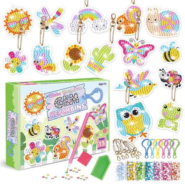 Diamond Kit Arts Crafts for Kids DIY 5D Paint Stickers Chainkeys