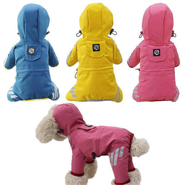 Reflekterande Pet Dog Regnjacka Hooded Waterproof Jacket Valp blue M