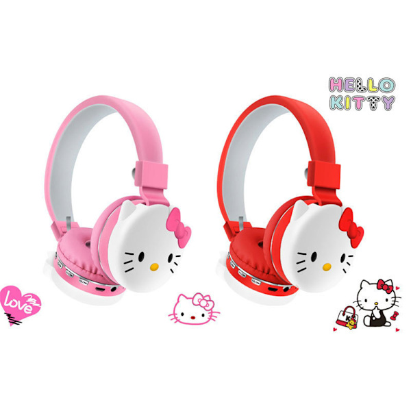 Barn Pojkar Flickor Hörlurar Trådlösa Bluetooth Headset Cartoon Katie Cat Öronproppar Red