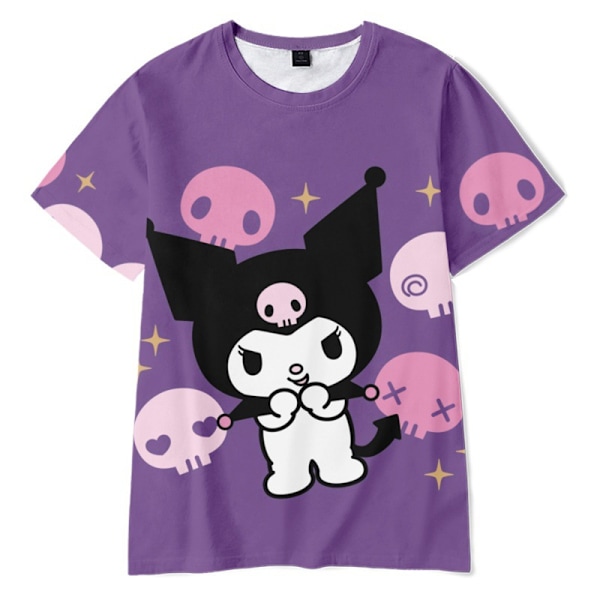 Kuromi T-shirt med tryck för barn, pojkar och flickor, sommar, kortärmad, rund hals, casual A 140cm