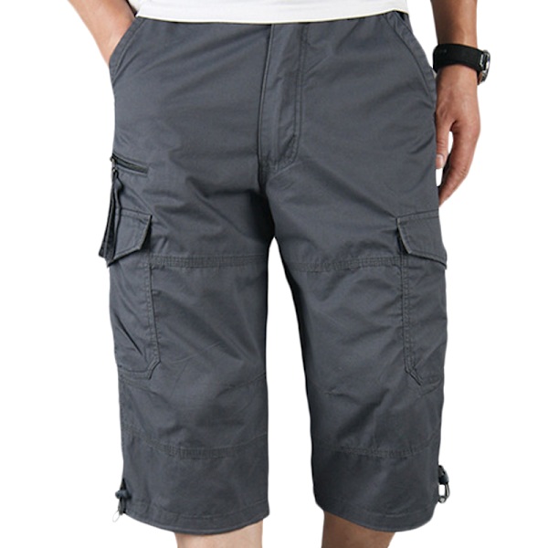 Herrklippta overaller multifickor utomhus sport casual shorts dark gray XL