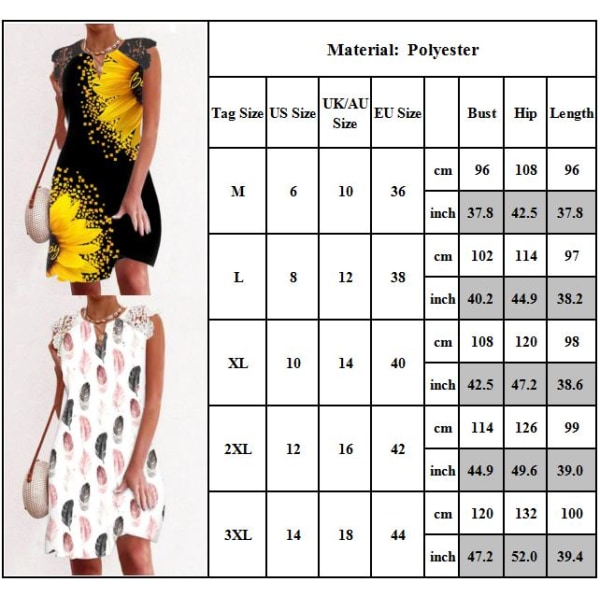 Kvinnor Print sommarblommatrycksklänning Vacation Beach Midi-klänning #1 3XL