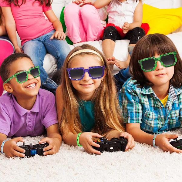 Minecraft solglasögon festtillbehör för barn vuxna födelsedagsfest purple