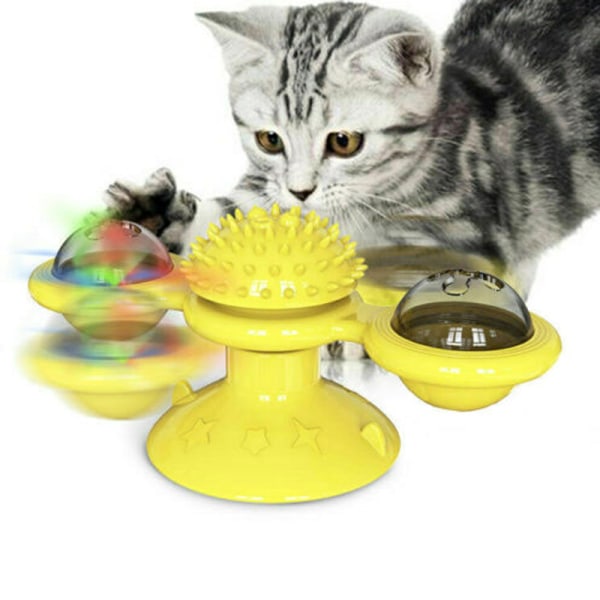 Turn Around Windmill Cat Toy Turntable Rolig Cat Toy Pet supplie yellow