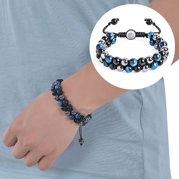 Onda öga tigeröga armband dubbelt vävt armband blue