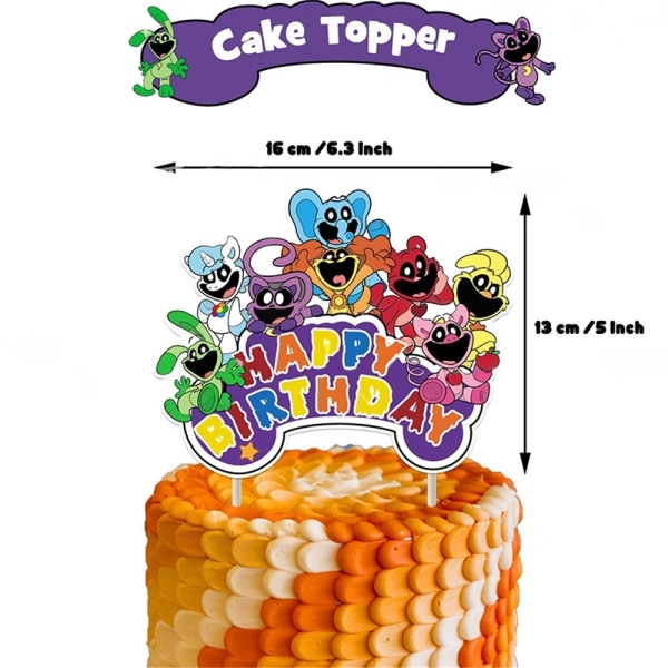 Leende Critters Grattis på födelsedagen Party dekorationer Ballonger Banner Cake Topper Set