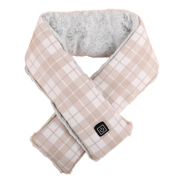 Elektrisk uppvärmd halsduk Vinterhalsvärmare Sjal USB Mjuk Present Khaki check