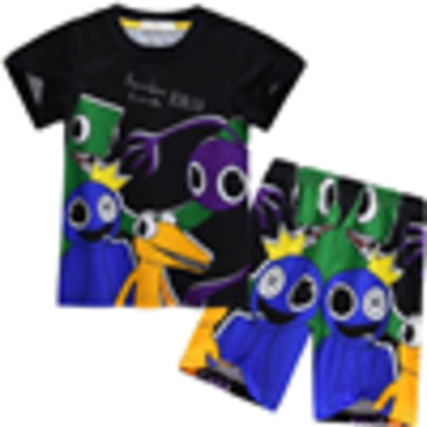2 st barnpyjamas Roblox Rainbow Friends T-shirt shorts nattkläder A 130cm
