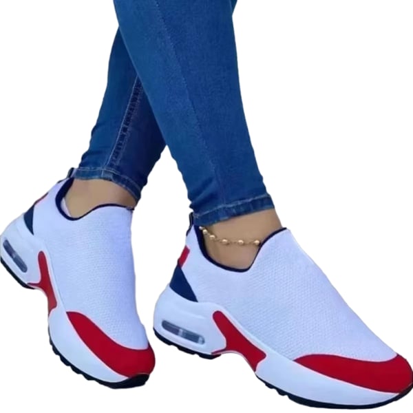 Platformträningsskor för kvinnor Sportssneakers Pumps Air Slip On Shoes white 37