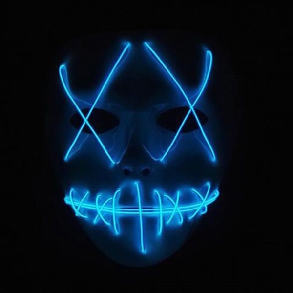 Halloween LED Light up Mask Masquerade Party Cosplay Kostym bule light 16*19.5cm