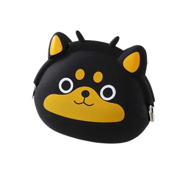 Kvinnor Myntväska Silikon Cartoon Animal Money Bag Mini plånbok black yellow dog