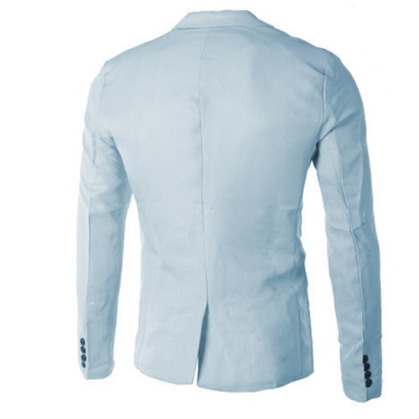 Herrmode Business Blazer Slim Casual Formell Cardigans Coat sky blue L