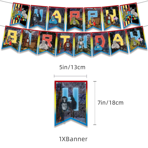 Gorilla Tag Födelsedagsfest Tillbehör ingår banner, ballonger