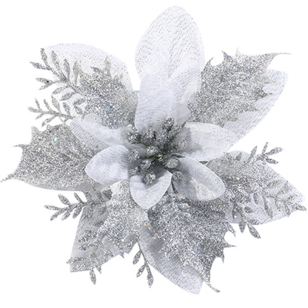 10x Jul Glitter Blomma Träd Hängande Xmas Party Tree Decor B 58c4 B