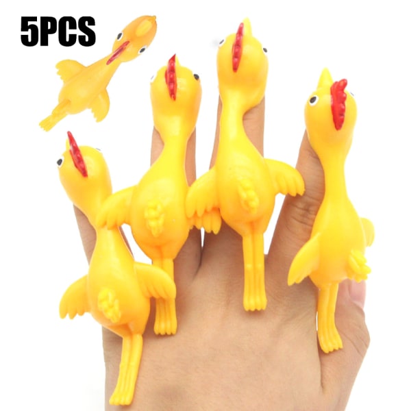 5 st Sticky Flying Gummi Kyckling Finger Slingshot Barnleksaker
