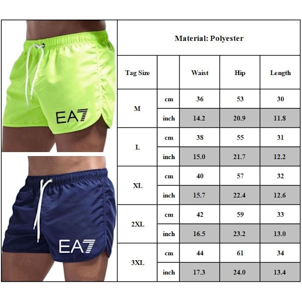 EA 7 badshorts för män, badbyxor, simshorts, badkläder, strand, sommar, gym, fitness White XL