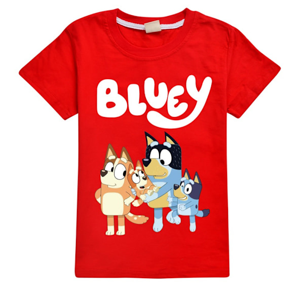 Bluey Pojkar T-shirt Tecknade Toppar Tee Barn Pojkar Flickor T-shirts Barnkläder Sommar Kortärmad Red 110cm