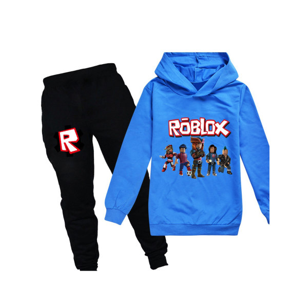 Pojkar Flickor ROBLOX Tecknad Hoodies Sweatshirts Byxor Träningsoverall blue 150cm