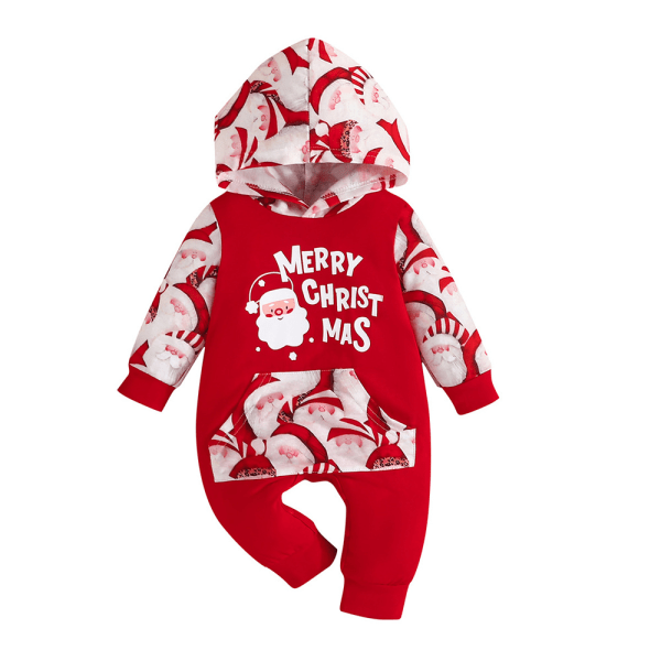 Boys Girl My First Christmas Hooded Jumpsuit One Piece Outfit B 3-6M