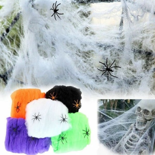 Skrämmande Halloween Spider Web Haunted House Skräckfest rekvisitadekor white