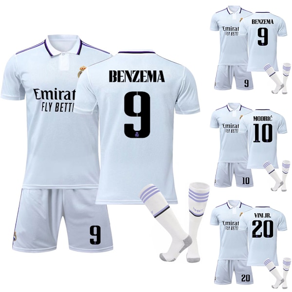 Real Madrid 2022/23 Hemma Tröja Barn Fotbollströja Träning Kit Barn Pojkar Träningsoverall Set #10 26