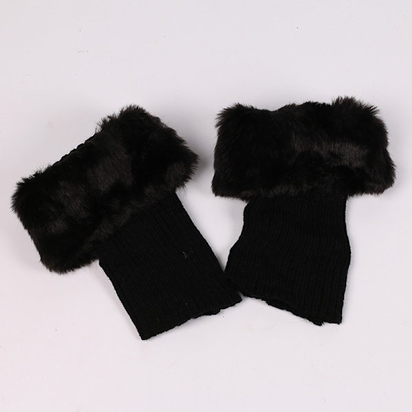 Dam vinter stickade boot cuffs päls stickade toppers boot leg strumpor black