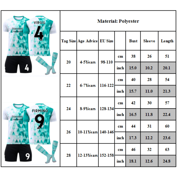 Kids Soccer Kit LIVERPOOL Ball Game Fan Training Suit&Stocking 27 26#