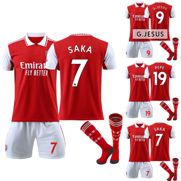 Arsenal Fc Hemma Saka 7 tröja World Cup fotboll set #7 12-13Y