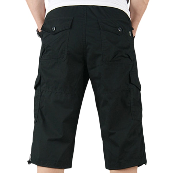 Beskurna overaller för män med flera fickor för utomhussporter casual shorts black M
