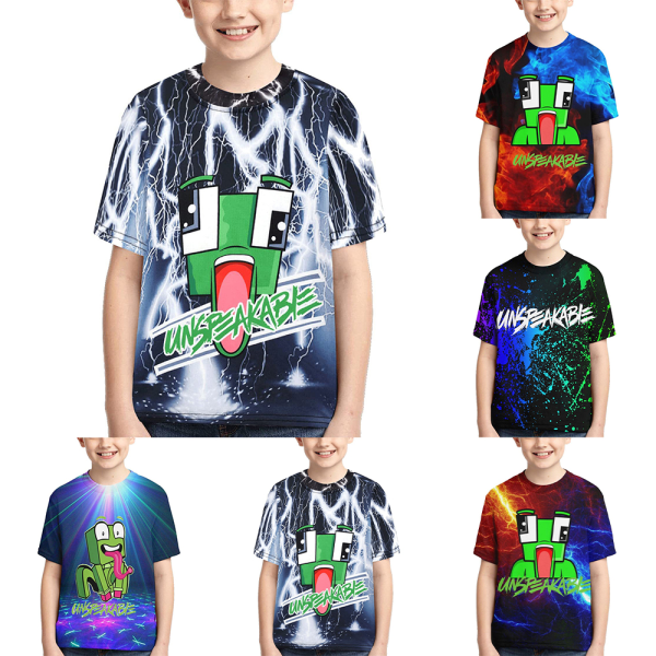 Pojkar och flickor skjortor 3D-tryckta kortärmade tecknade T-shirt B 160cm