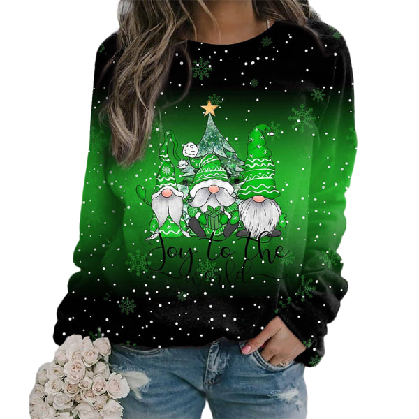 Damtröja för jultröja Modemönster med tröja green 2XL