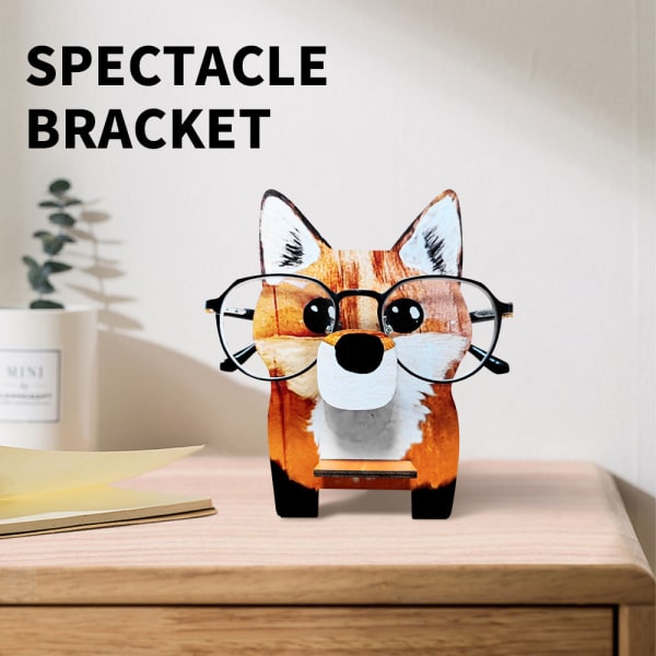 Trä tecknad djurglasögonram glasögonhållare fox