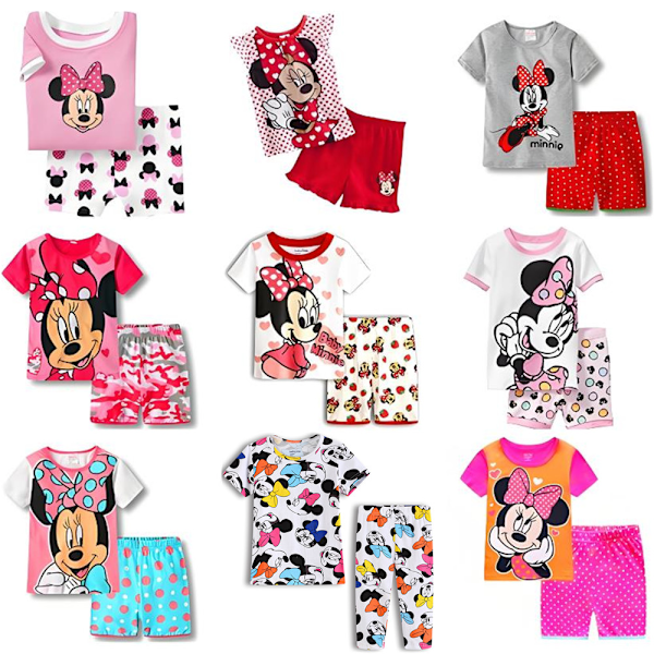 Minnie Flickor Pyjamas Barn Pojkar Flickor 2st Set Kortärmad Tryck Toppar + Shorts Tryck Kläder Pyjamas & Vardagskläder Barnpresent #6 100cm