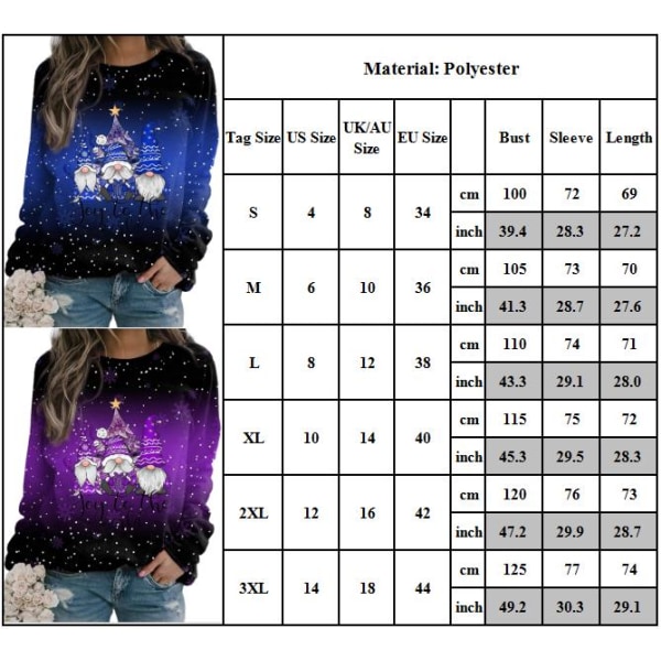Damtröja för jultröja Modemönster med tröja purple 2XL