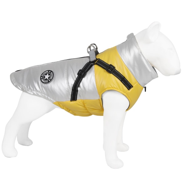 Pet Dog Reflekterande Jacka Kappa Väst Justerbar plysch halsringning White, yellow L