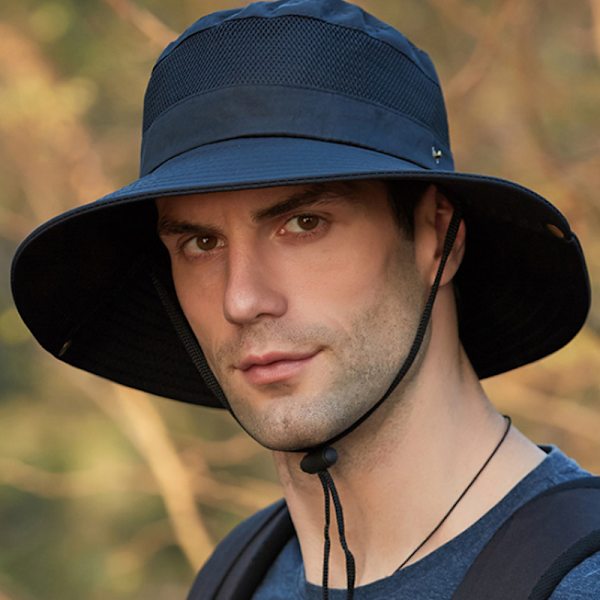 Solhatt för män och kvinnor utomhus fiske sommarhatt justerbar navy blue