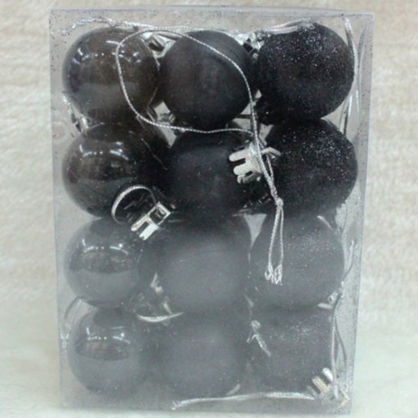 24 st/låda Julgranskula Hängande Prydnad Jul Dekoration black 24pcs