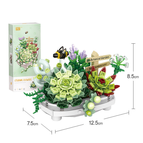 Blommor DIY Unik Staty Dekor Mini Blomma byggklossar Set 4