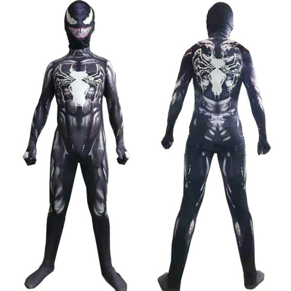 Pojke svart superhjälte Halloween cosplay kostym jumpsuit fancy 16-18 Years