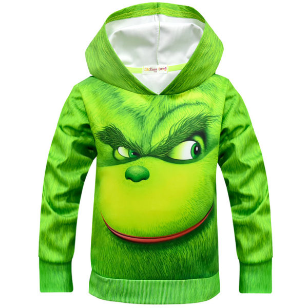 Pojkar Jul Grinch Hoodie Barn Sport Sweatshirt Jumper 130cm
