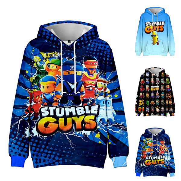 Stumble Guys 3D Print Kids Hoodie Jacka Coat Långärmad Topp A 130cm
